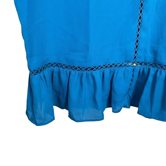 a.n.a A NEW APPROACH Womens SZ XL Tahoe Teal Puffy Long Sleeve Top Blouse NEW - Picture 7 of 9